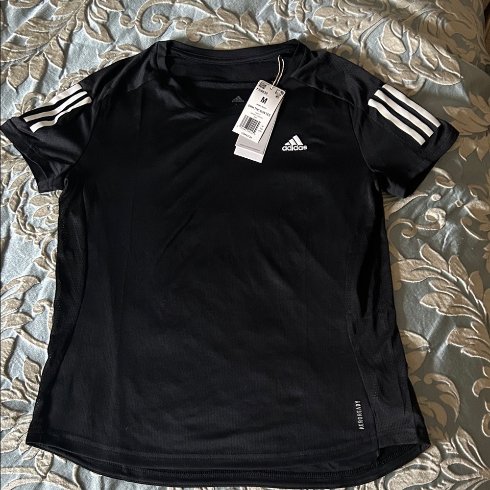 Adidas Women’s Black Tee with White Stripes